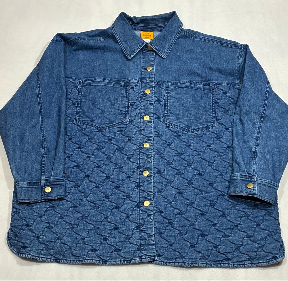 Ruby Rd. Women's Plus Size 3x Quilted Front Denim Shirt Jacket VGUC